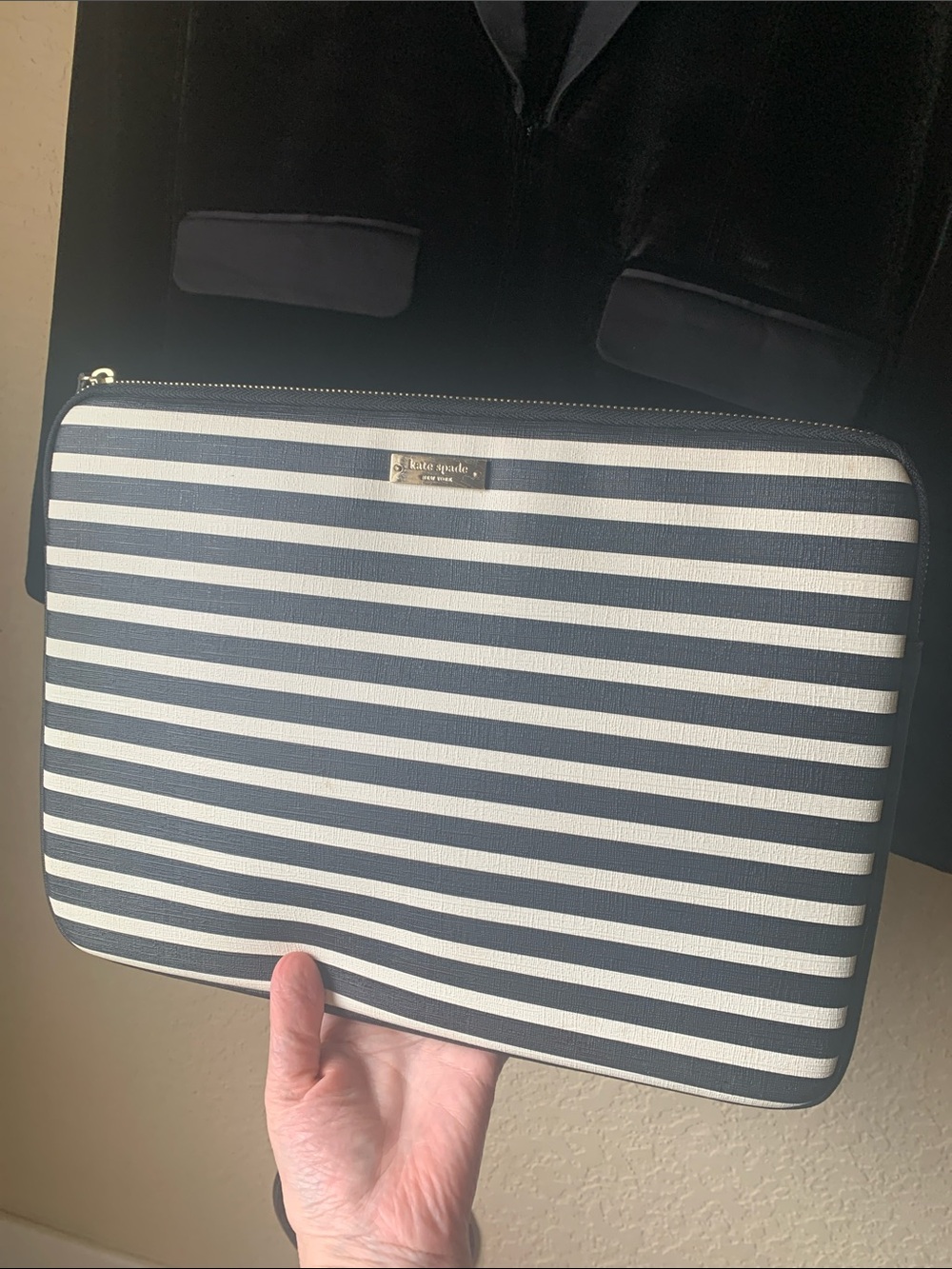 kate spade black and White Striped Tablet Sleeve